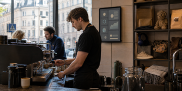 Barista w kawiarni w Sztokholmie zarządzanej przez sztuczną inteligencję